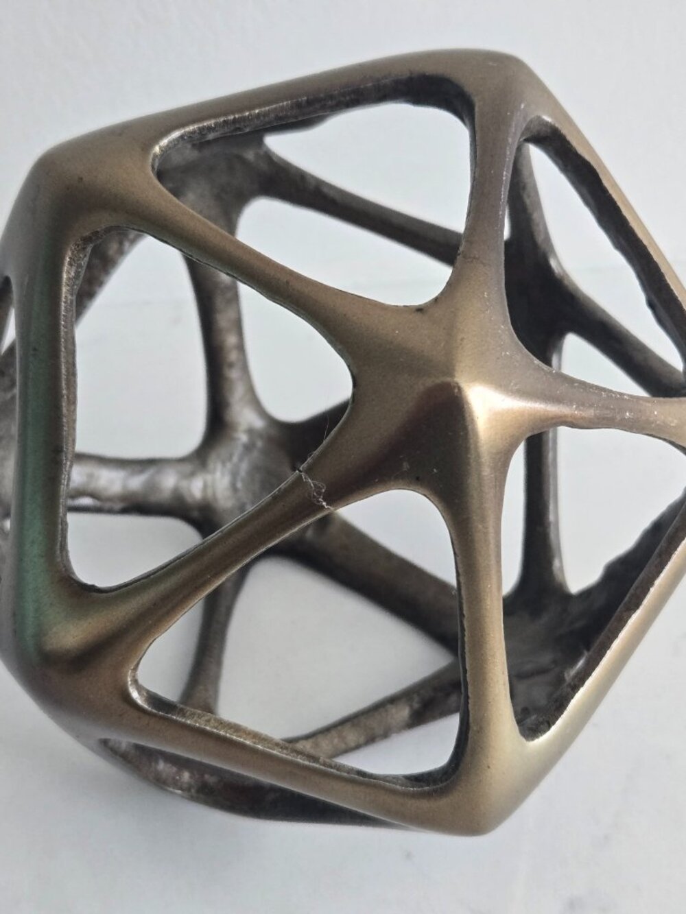 Metal Geometric Icosahedron Sculpture